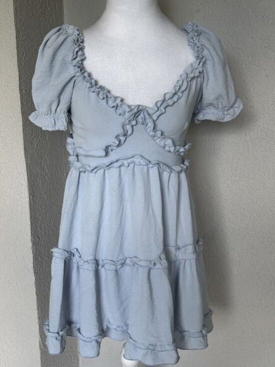 Babydoll Dresses & Skirts - Blashe Blue Babydoll Flutter Ruffle Dress Size Small